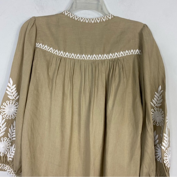 BANANA REPUBLIC Embroidered Linen Tunic Tan Small - Picture 5 of 7